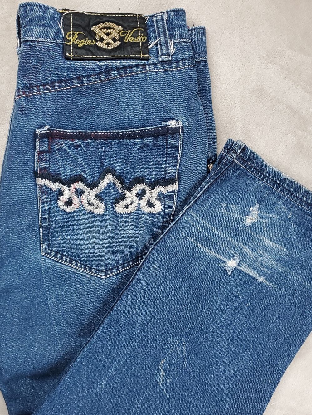 Crown Holder | Men's Size 40 | Rogius Vesto Distressed Embroidered Jeans | Y2K A